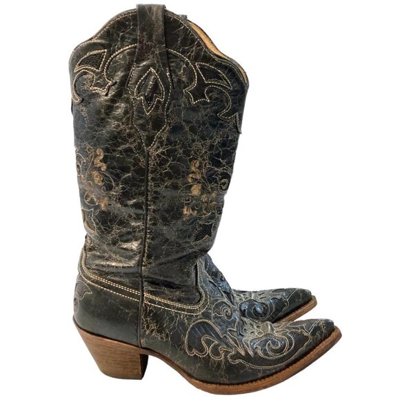 CORRAL Embroidered Goat Leather Lizard Inlay Western Boots - Picture 2 of 15